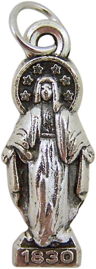 Religious Silver Toned Base Assorted Devotional Charm Pendant Medal, 7/8 Inch, Set of 6...