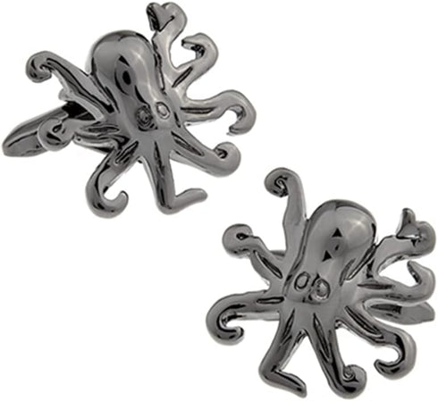Octopus Cufflinks for Men, Octopus Cuff Links (Black)...