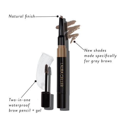 LAURA GELLER NEW YORK Sculpt-n-Stay Waterproof Brow Pencil & Gel- Dark Brown...