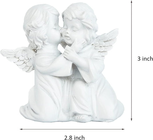 Cherubs Angels Resin Garden Statue Figurine , Adorable Angel Sculpture Memorial Statue, Indoor Outdoor Home Garden Decoration (Kiss Cherub-Right)...