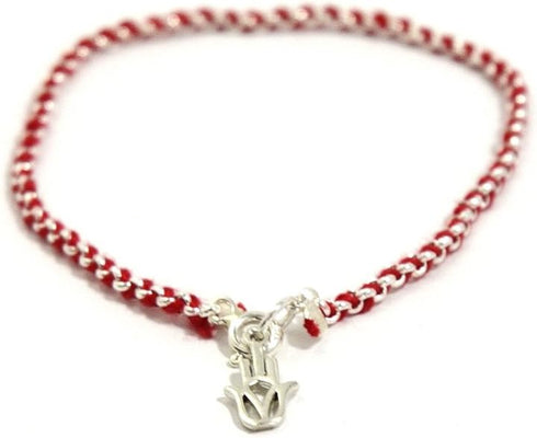 Protection Evil Eye Bracelet - Lucky Hamsa Hand Charm - 7 Inch Sterling Silver Jewelry - Best Kabbalah Red String Bracelets for Women...