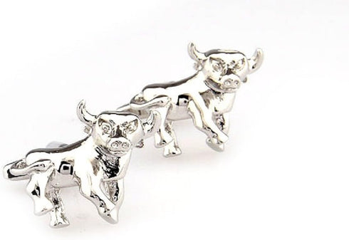 Bull 3D Wall Street Pair Cufflinks in a Presentation Gift Box & Polishing Cloth...
