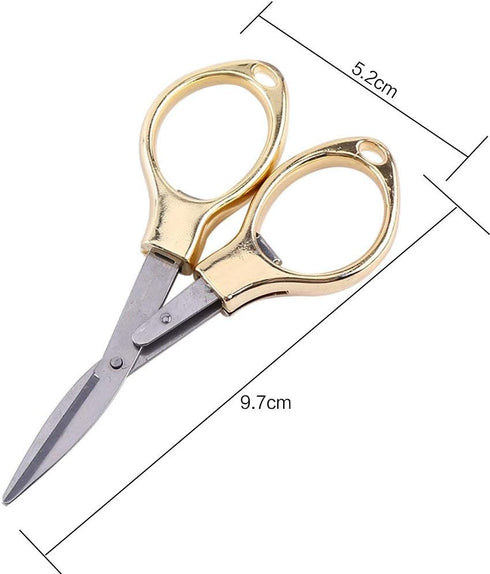 Portable Scissor Keychain Small Mini Folding Scissors Stainless Steel Cutter with Keyring Hole Glassess Shaped Scissors for Travel/School/Office/C...