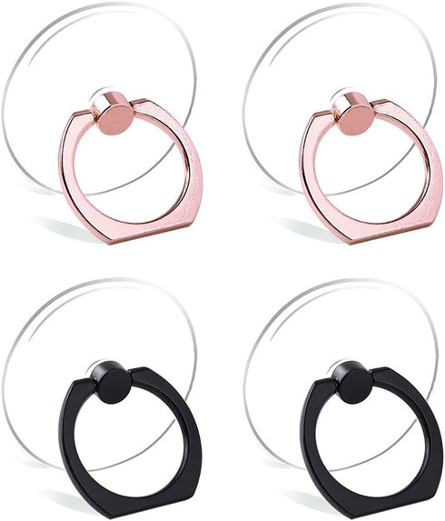 Cell Phone Ring Holder Stand Transparent Finger Grip Loop 360 Degree Rotation Finger Ring Stand (2 Rose Gold 2 Black (Round))...