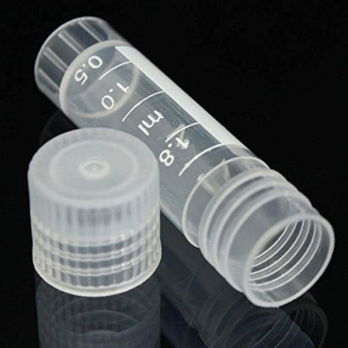 100pcs 2ml Graduated Plastic Cryovial Cryogenic Vial Tube Self Standing with Cap...