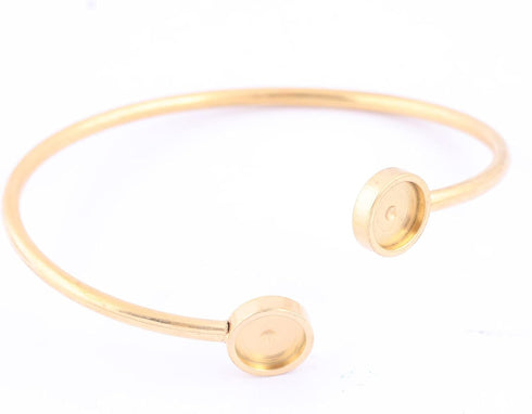 5pcs Gold Plated Stainless Steel Bracelet Making Kit Fit 8mm Cabochon Bangle Bracelet Bezel Setting Blanks DIY Jewelry Making Accessories...