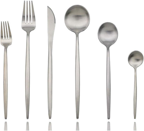 JASHII Luxury Flatware, Silverware Sets, 6-pieces Elegant Cute 18/10 Stainless Steel Silverware Set for Eating Home Kitchen Hotel Restaurant, Serv...