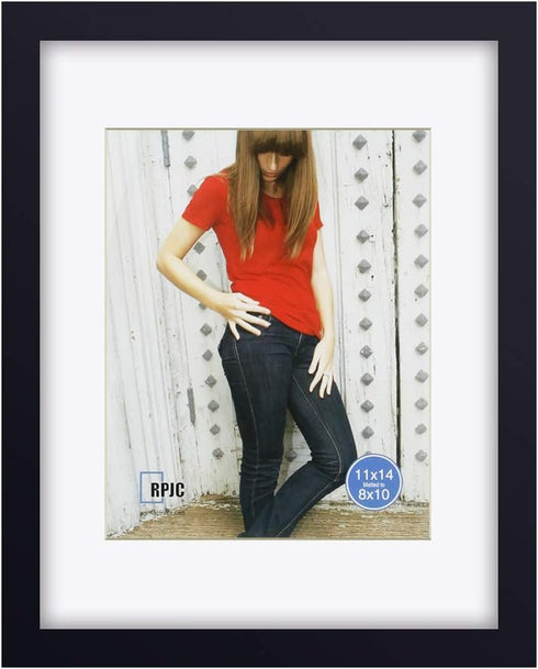 RPJC 11 x 14 Picture Frames Made of Solid Wood and High Definition Glass Display Pictures 8x10 with Mat or 11x14 Without Mat for Wall Mounting Pho...