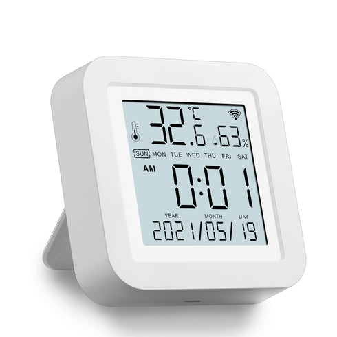 WiFi Temperature and Humidity Sensor,Tuya Smart Hygrometer Thermometer with LCD Display,Compatible with Alexa,App Notification Alert,Temperature Humidity Remote Monitor for Home House Greenhouse