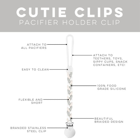 Ryan & Rose Cutie Clip Braiden Pacifier Clip - Braided Silicone (Sandbox)...