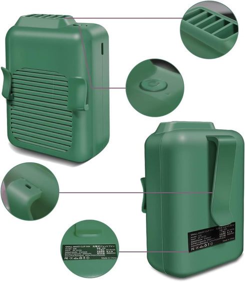 Wearable Portable Waist Clip Fan Personal Body Fan Super Powerful 6000mAh Upto 23H Long Endurance Work cooling and Heatstroke Prevention Fan (6000...