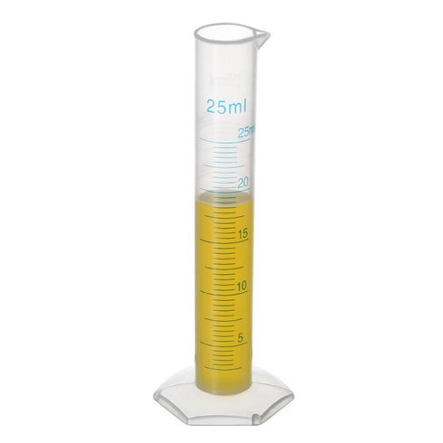 uxcell Plastic Graduated Cylinder, 25ml Measuring Cylinder, Science Test Tube Beakers, Single Metric Scale, Clear Hex Base Flask for Lab Home 3pcs...