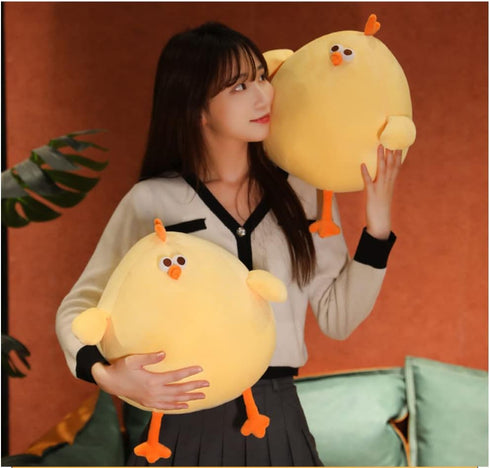 Funny Fat Chicken Plush Pillow 17.7", Super Soft Simulation Mother Hen Doll, Cute Plush Chicken Pillow, Chicken Plush Neck Pillow,Yellow Chicken S...