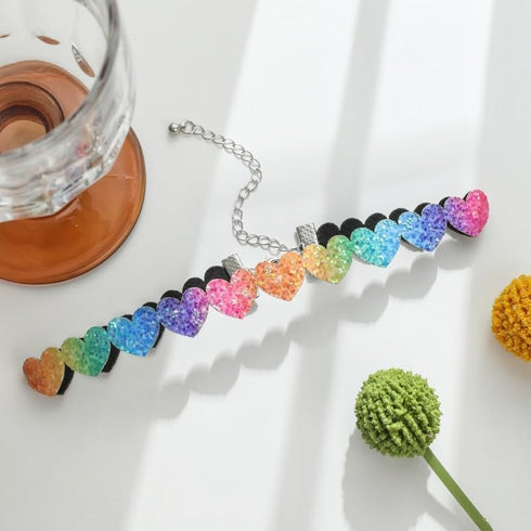 Rainbow Heart Stars Butterfly Choker Necklace Gothic Y2k Colorful Heart Necklace for Women Adjustable Classic Collar Necklaces Pride Month Jewelry...