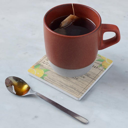 Whiskey Sour Drink Recipe Coaster, Joyride Home Decor, Single Ceramic Coaster, 4-inch Individual Square Drink Coaster, Non-Slip Cork Back, Protect...