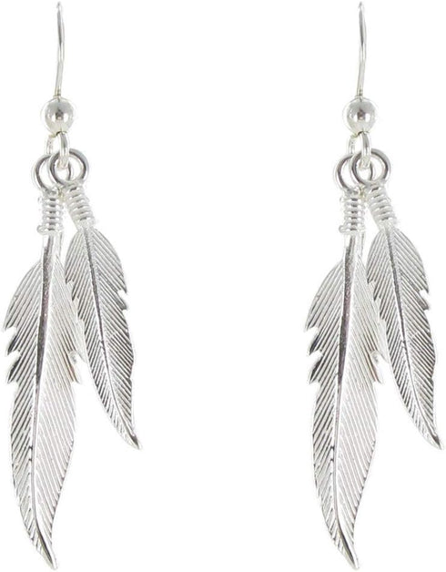 LES POULETTES JEWELS - Sterling Silver Earrings Two Feathers...