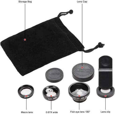 3 Lens Kit for iPhone and Android Camera | Ultra Wide Angle, Fisheye, Macro Lenses | Smartphone Photography & Video Creation | Palo Alto Electroni...