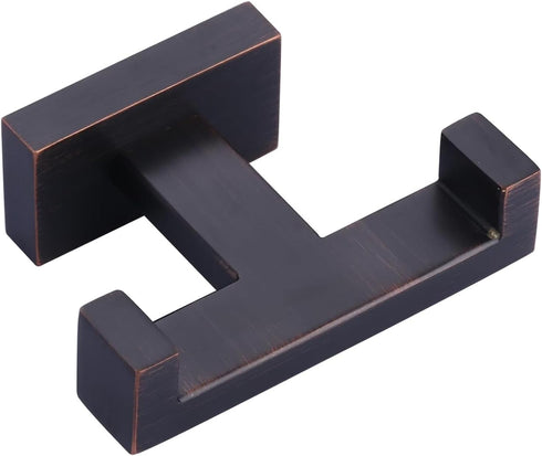 Bathroom Double Towel Hook Bronze Modern Oil Rubbed Bronze Tower Holder - Heavy Duty Coat Robe Hooks for Wall - Stainless Steel Shower Towel Hange...