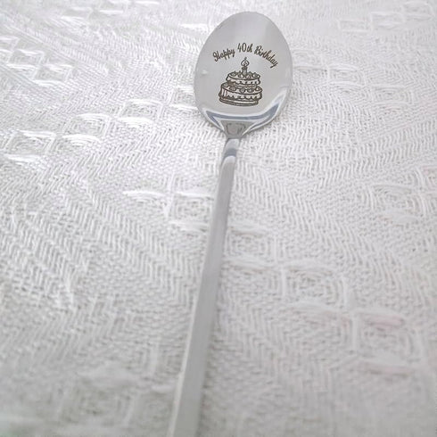Happy 40th Birthday Spoon Gifts for Women Men 40 Yr Old Birthday Gift for Aunt Brother 40 Years Old Birthday Gifts Men Women 40 Th Birthday Gift f...