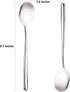 Stainless Steel Spoon,Long handle Great Circle Soup Spoons Korean Long Handled Soup Spoon,Stainless Steel Round handle Bar Spoons Silver Set of 4...