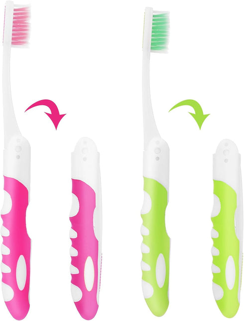 2Pcs Travel Toothbrush Folding Toothbrush Portable Soft Toothbrush Small Foldable Travel Toothbrushes for Travel Camping Hiking...