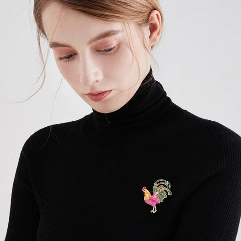 Cute Rooster Lapel Brooch Pin for Women Girls Gold Plated Cock Chicken Hen Farm Animal Enamel Pins Clip Sweater Coat Backpack Brooches Pins Fashio...