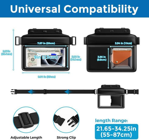 JOTO Floating Waterproof Phone Pouch with Waist Strap, Large Cellphone Dry Bag Fanny Pack for iPhone 15 14 13 Pro Max, Galaxy S24 S23 Ultra and Va...