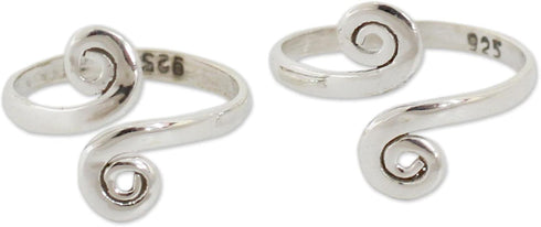 NOVICA Artisan Handmade Sterling Silver Toe Rings | Bohemian Toe Ring | Adjustable Toe Rings | Twist Toe Ring | Swirl Toe Ring | Wrap Around Toe R...
