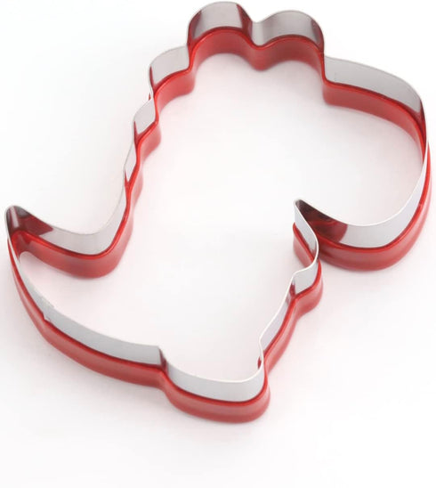 Dinosaur Cookie Cutter 5“, Dinosaur Biscuit Cutter, Cookie Cutter for Baking, Cookie Cutter for Kids, Metal Cookie Cutter Coated with Red Top Rubb...