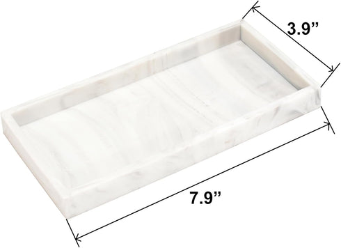 Bathroom Tray, 7.9" Silicone Vanity Tray for Counter, Kitchen Sink Soap Tray, Dish Holder Dispenser Countertop Toilet Tank Desk Organizer (Marble)...