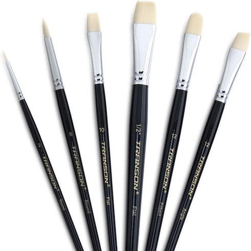 Transon Paint Brush Set 6pcs Art Painting Flexible Bristle for Acrylic Watercolor Gouache Oil Leather Canvas and Face Painting...