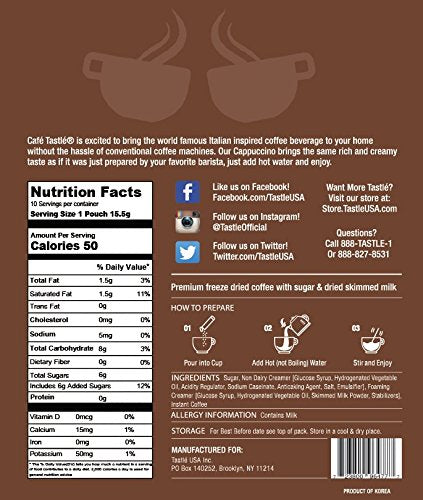 Cafe Tastlé Single Serve Cappuccino Coffee, 10 Count...