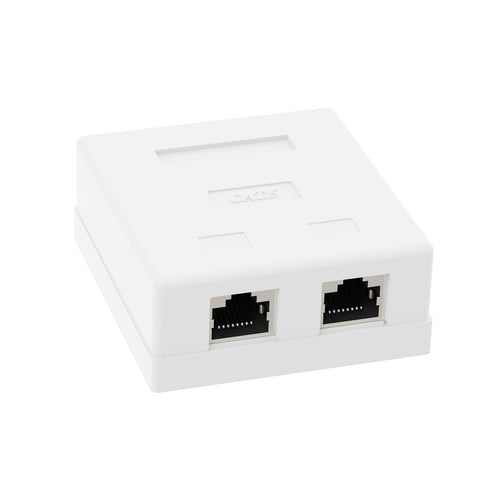VCELINK RJ45 Surface Mount Box Shielded 2-Port, Compatible with UTP Cat6/Cat5e/Cat5 Stranded or Solid Network Cables, 5-Pack, White...