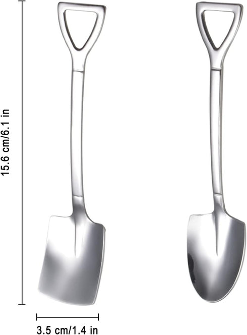 10Pcs Shovel Spoons Stainless Steel Spoon Reusable Dessert Spoons for Coffee Tea Ice Cream Fruit Sugar Cake...