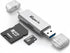 CYBORIS Micro SD Card Reader, USB 3.0 USB-C Memory Card Reader, Aluminum Multi 2-in-1 External SD Card Adapter for Phone Camera PC Laptop Table, S...