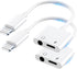 Apple MFi Certified 2 Pack Lightning to 3.5mm Headphone Jack Adapter, 2 in 1 iPhone Headphone Adapter Charger and Aux Audio Splitter Cable Dongle ...