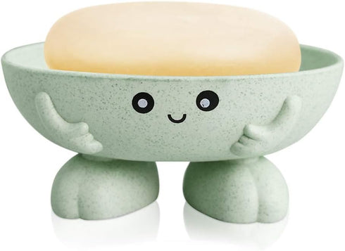 Soap Holder, Cute Soap Dish for Kids Children, Creative Lovely Bar Soap Tray Counter for Shower Bathroom Kitchen Countertop - Green...