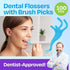 Dental Flossers Brush Picks 2 Pack w/Travel Case (100 Total Count), Dental Floss Glides Easy Between Teeth, Flosser Helps Prevent Tooth Decay & Gu...