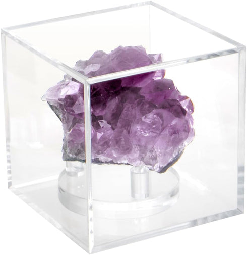 Clear Acrylic Geodes Rocks 3 Pegs Display Easel Stands Support Holder Box, Acrylic Display Case Box for Agate Slices Crystals Minerals Slab Fossil...