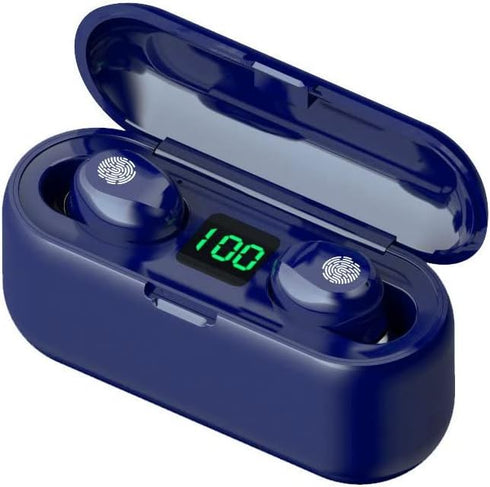 Fully Wireless Bluetooth 5.0 Rechargeable IPX7 Waterproof Earbud Headphones w Microphone, 2000mAh USB Smart Dual Charging Case/Stand Surround Ster...