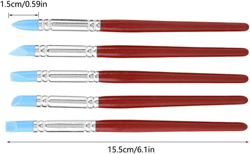 Silicone Pottery Clay Sculpting Tool 5Pcs Rubber Tip Paints Silicon Brushes Sculpture Pottery Clay Shaping Carving Tool...