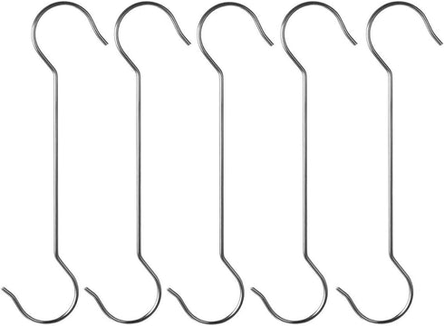 Maydahui 5 PCS Extra Long 16 inch S Shaped Hooks Stainless Steel Large Size Silver Hanger for Bird Feeder Plant Hanger Tree Branch Hook Clothes Ou...