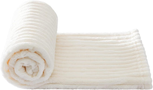 MIULEE Super Soft Baby Throw Blanket with Stripe Pattern for Toddler Newborn Lightweight Fleece Warm Plush Cozy Bed Blanket 30"x40", Cream White...