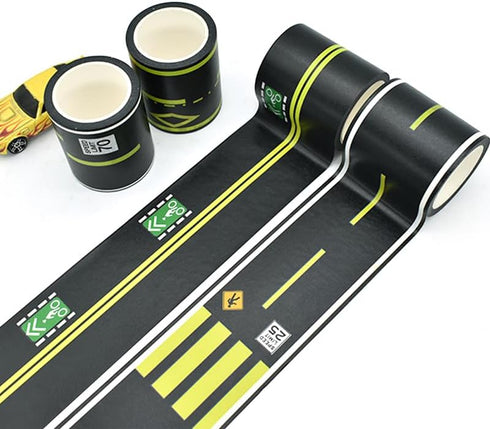 Toy Car Road Tape - Sticks to Flat Surfaces, No Residue; 30 ft. x 2 in. - Highway, Black...