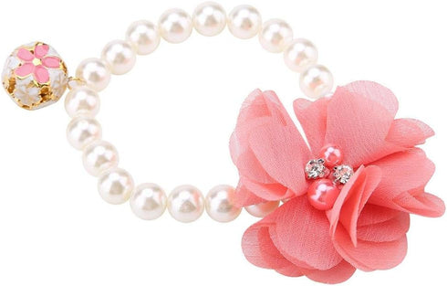 Pet Pearl Flower Necklace Princess Necklace Collar Accessories for Puppy Decoration(, Blue, red,)...