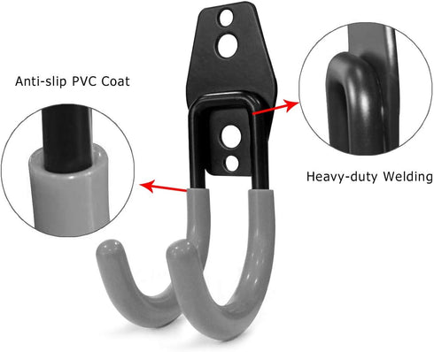 2 Pack Garage Storage Utility Hooks?Garage Garden Tool Organizer?Steel Wall Mount Hooks, Garden Small U Hooks (Black) (Type O-Gray)...