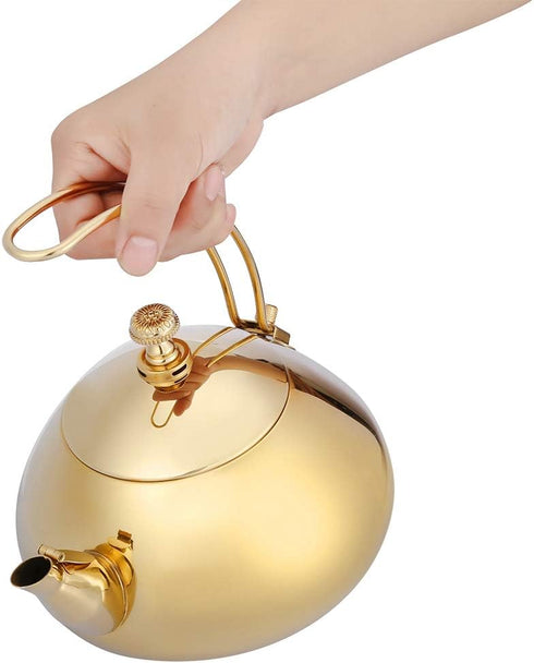 1.5L Classical Stainless Steel Teapot Induction Cooker Kettle Teakettle Fast Water Heating Boiling Pot with Tea Strainer for Kung Fu Tea(Gold)...