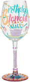 Enesco Designs by Lolita Birthday Blowout Hand-Painted Artisan Wine Glass, 1 Count (Pack of 1), Multicolor...