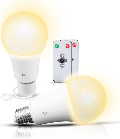 Texsens-Rechargeable-LED-Emergency-Light-Bulb, 7W 600LM 3000K E26 Battery Powered Lamp with Hooks & Remote Controller for Power Outage Camping Hur...