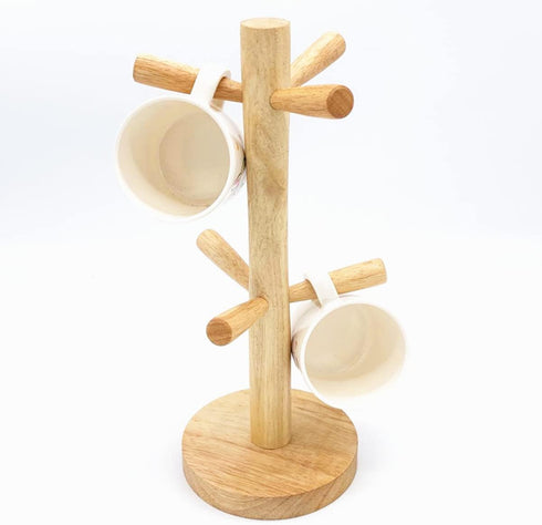 Mug Holder Tree, Bamboo Mug Tree Stand, Countertop Mug Tree, Coffee Cup Stand for Countertop, Coffee Cup Holder with 6 Hooks...